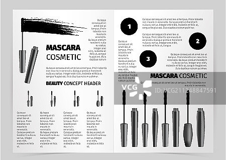 具有逼真睫毛膏物品的小册子图片素材