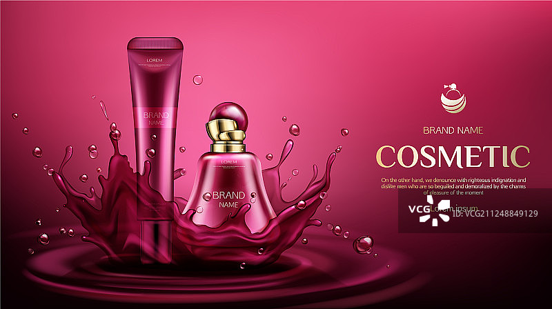 化妆品瓶子模型香水和乳霜管图片素材