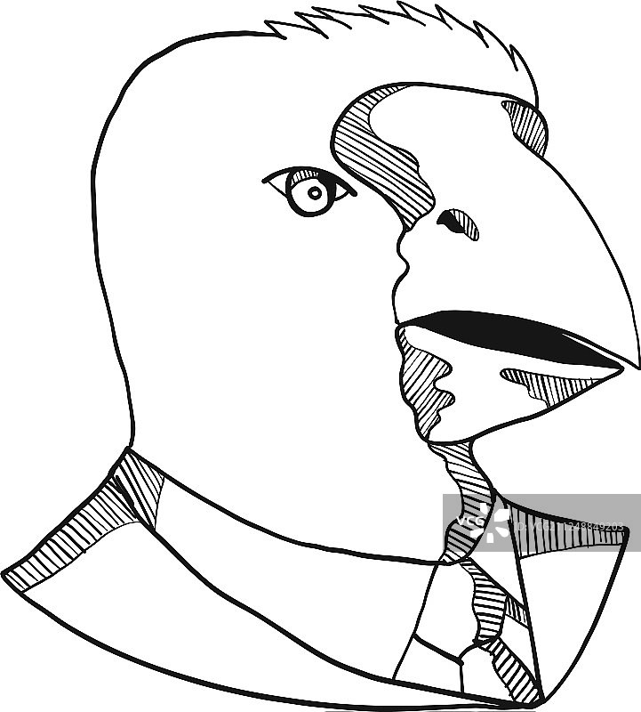 系着领带的南方岛屿秧鸡黑色绘画图片素材