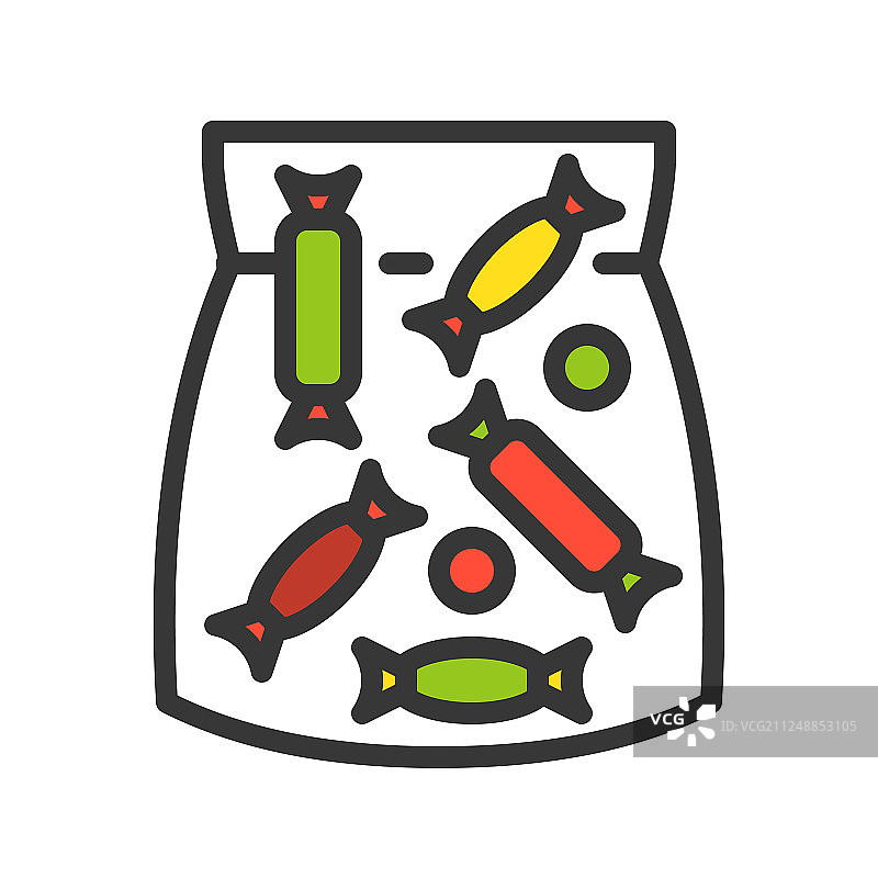 圣诞节太妃糖礼品袋风格图标图片素材