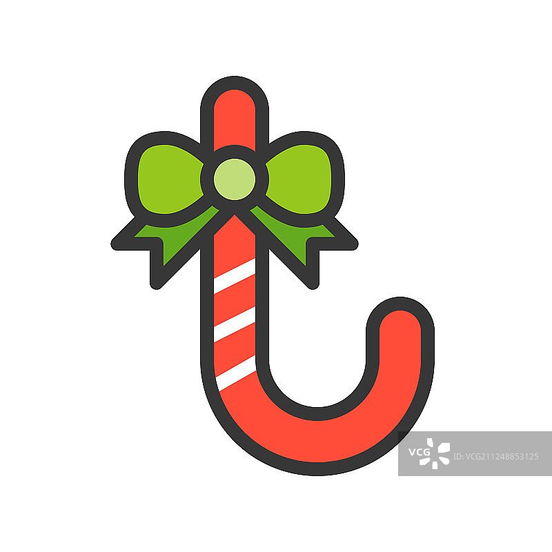 圣诞糖果手杖填充风格图标图片素材