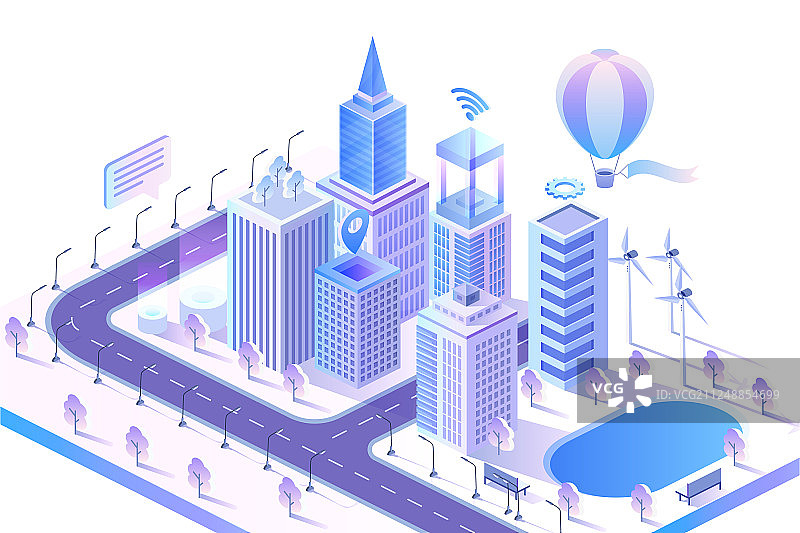 智慧城市现代概念2.5D图图片素材