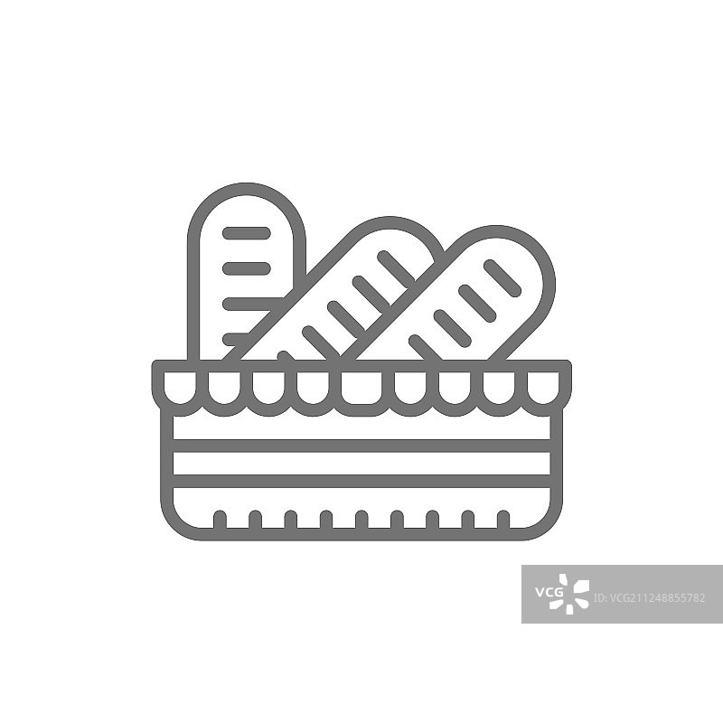 篮子里的法棍面包法式面包线条图标图片素材