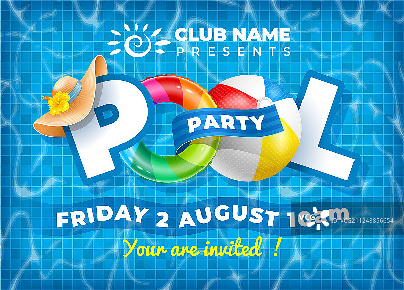 泳池派对海报模板图片素材