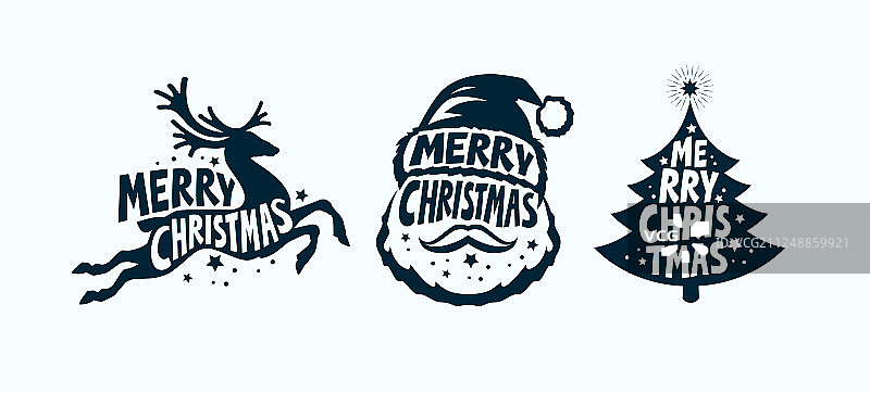 圣诞节标签套装圣诞符号图片素材