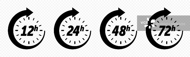 12、24、48和72小时时钟箭头送达图片素材