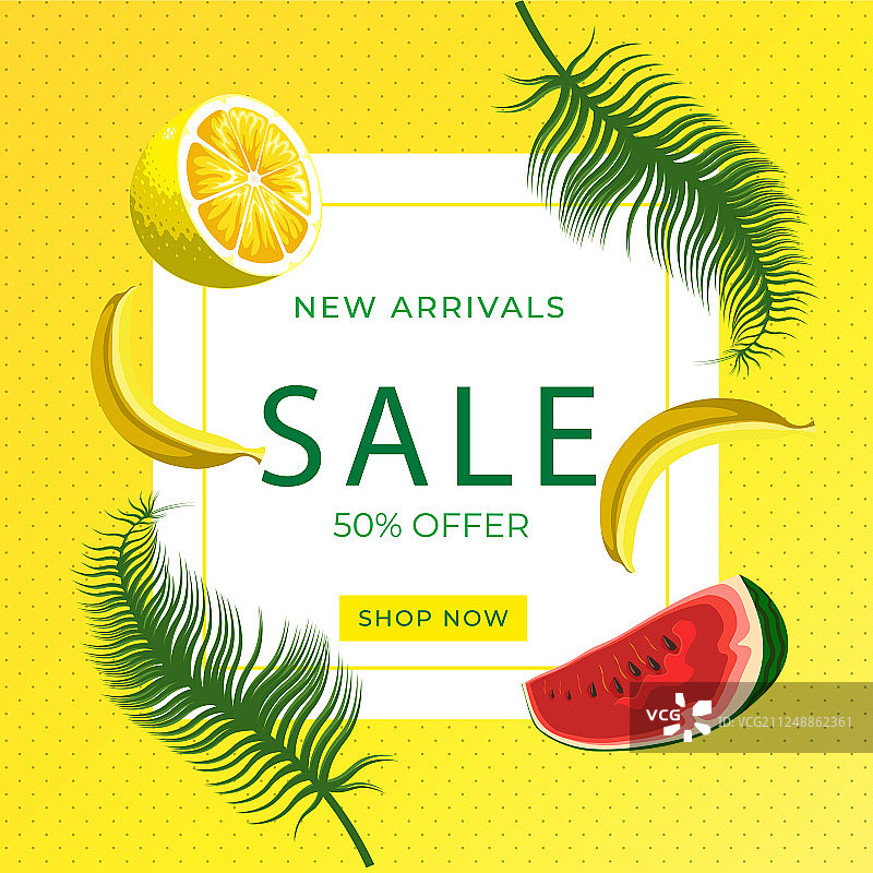 西瓜片、柠檬片、香蕉水果图片素材