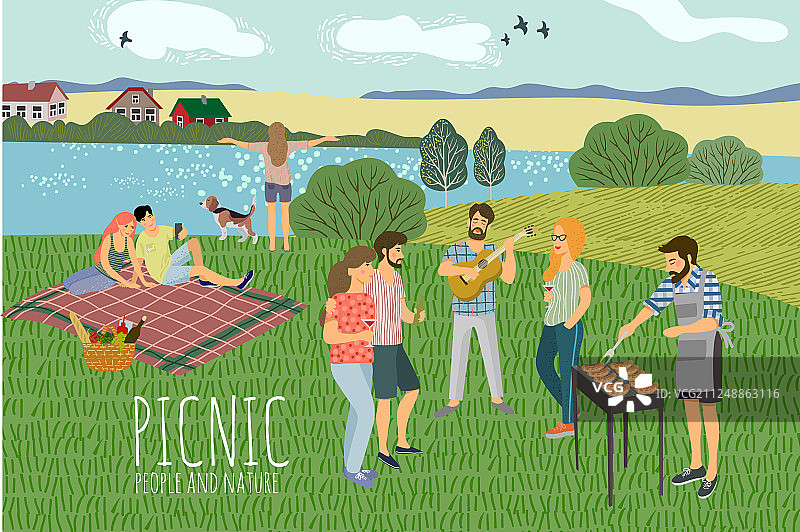 可爱的男人野餐图片素材