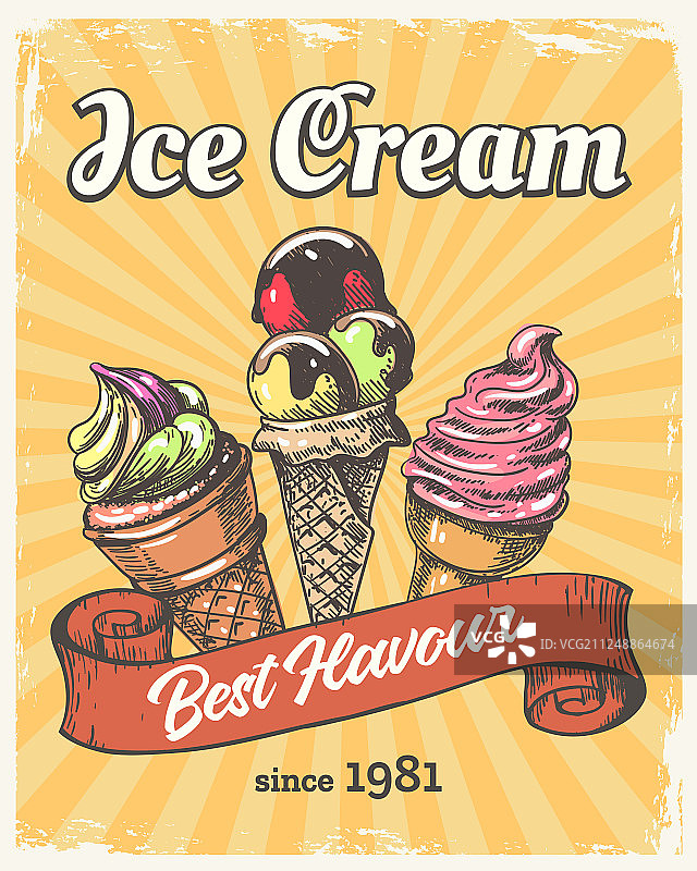 复古冰淇淋海报图片素材