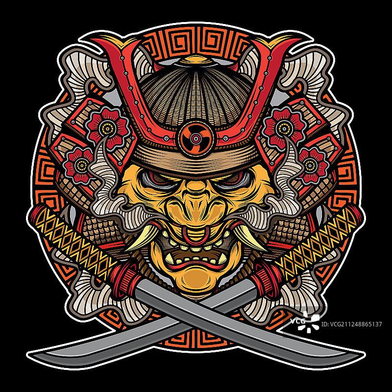 武士面具传统纹身图片素材