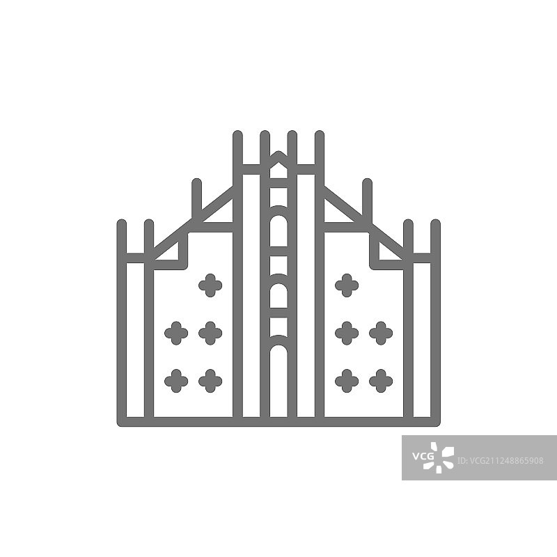 米兰大教堂地标建筑意大利米兰线条图片素材