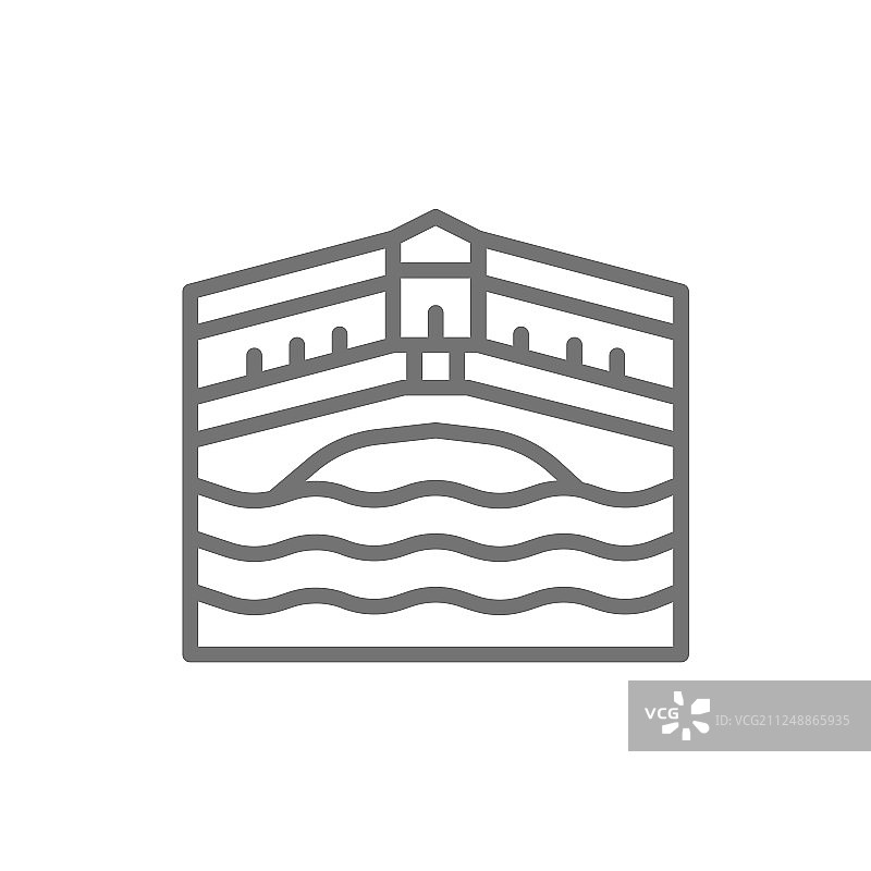 里亚托桥地标威尼斯意大利线条图标图片素材