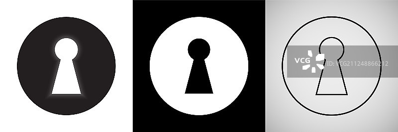 带光线的钥匙孔隔离图标图片素材