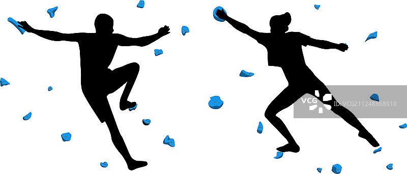 攀岩墙上的登山者图片素材