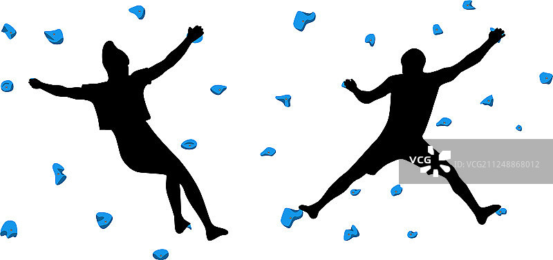 攀岩墙上的登山者图片素材