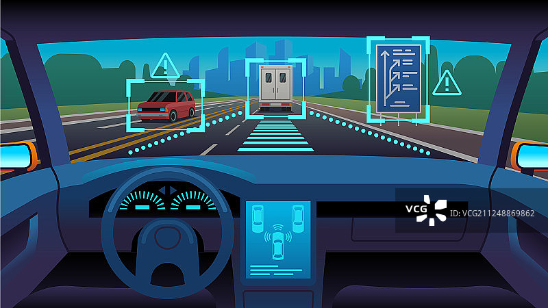 未来无人驾驶汽车内饰图片素材