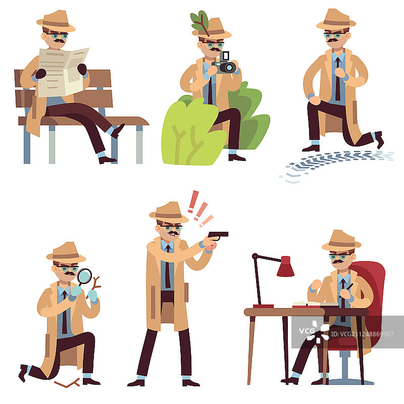 卡通侦探角色，间谍眼神图片素材