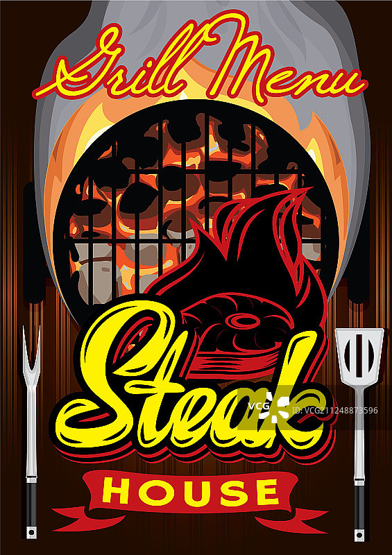 牛排餐厅彩色菜单模板图片素材