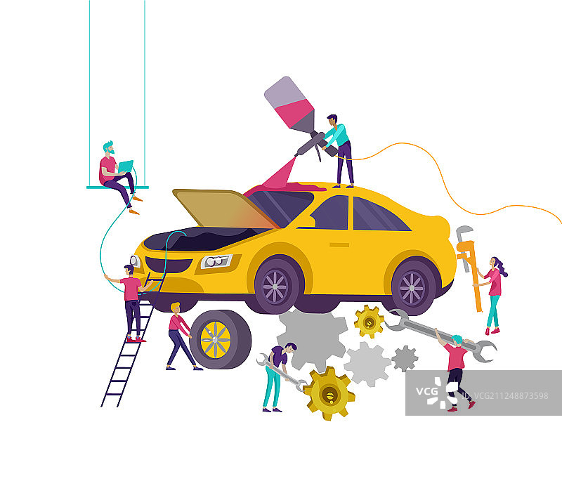 汽车维修服务卡通人物图片素材