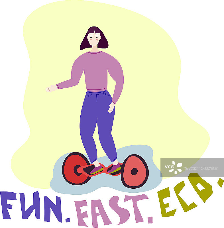 在平衡车上骑行的女孩图片素材