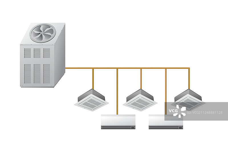 带天花板盒式和墙壁室内冷水机图片素材