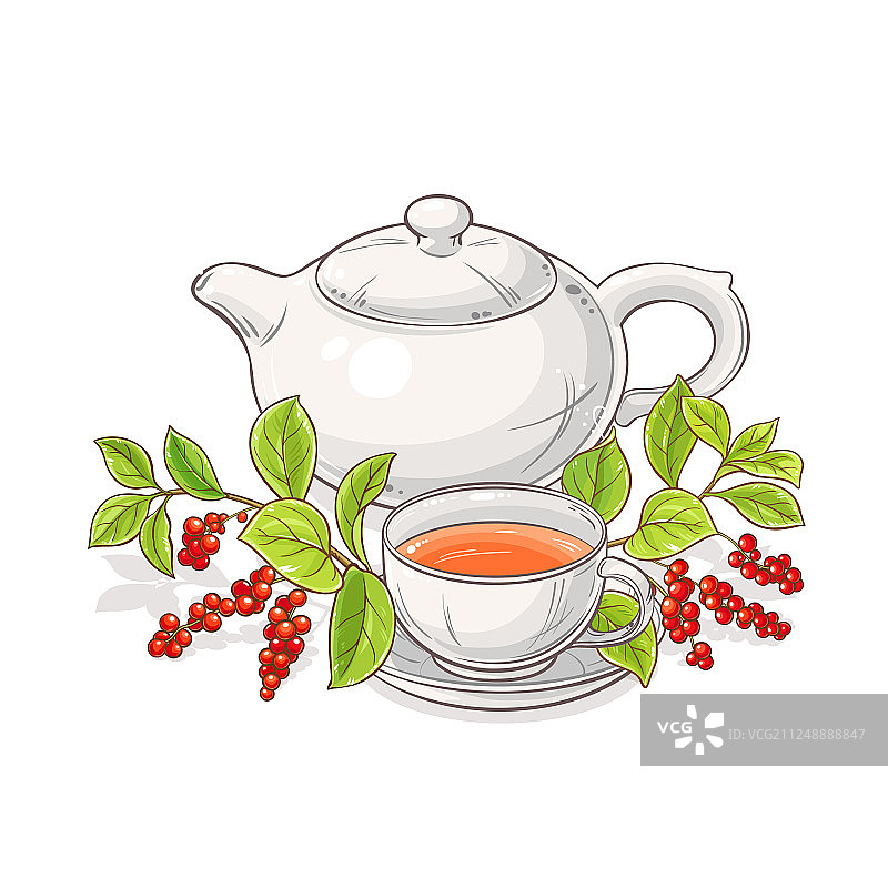 装在茶壶里的五味子茶图片素材