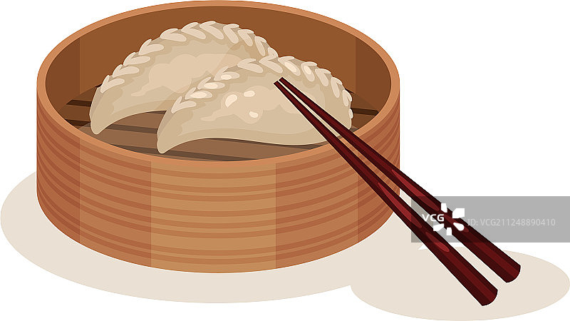 木制容器中的蒸饺或菜粿图片素材