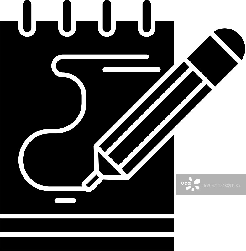 隔离背景上的日记笔记黑色图标图片素材