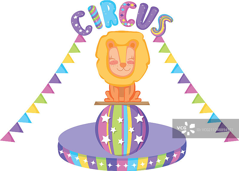 塑料气球里的可爱马戏团狮子图片素材