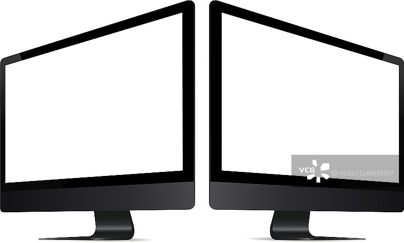两台黑色显示器图片素材