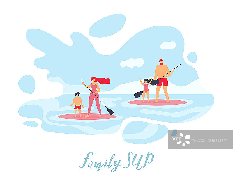 家庭立式桨板运动扁平banner图片素材