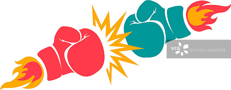 带红色和蓝色拳击手套的拳击徽章图片素材