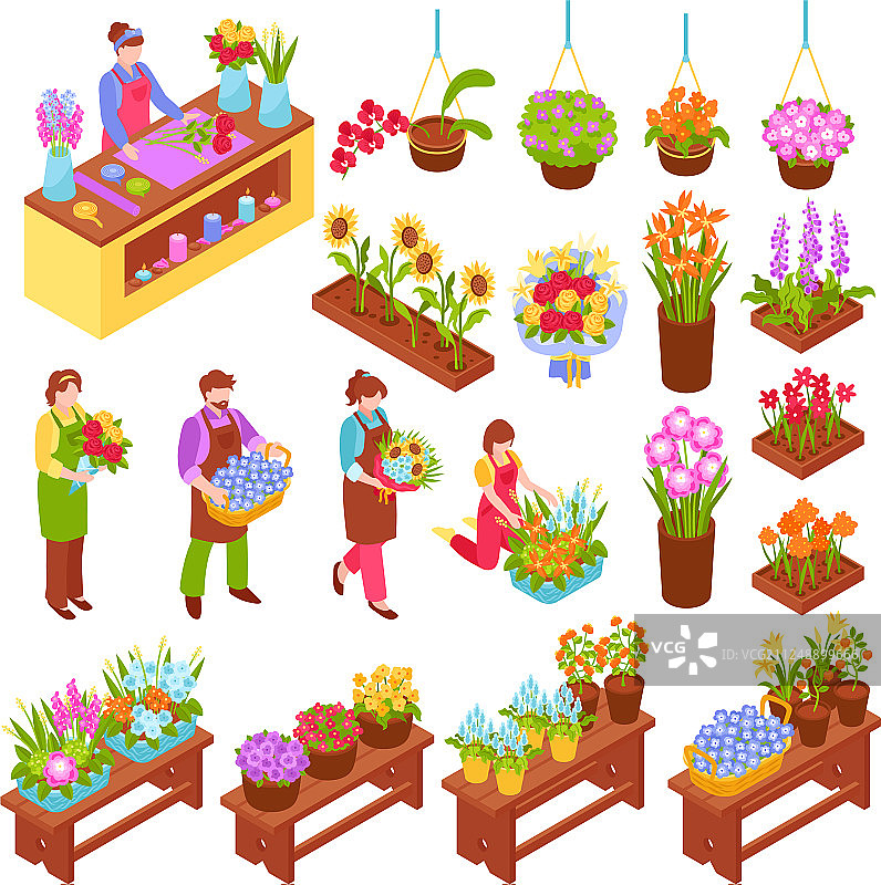 花艺师2.5D素材图片素材