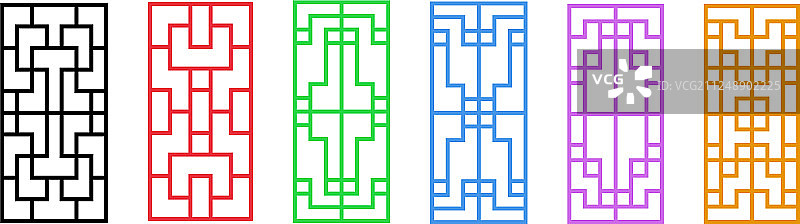 白色背景上的中式窗框图案图片素材