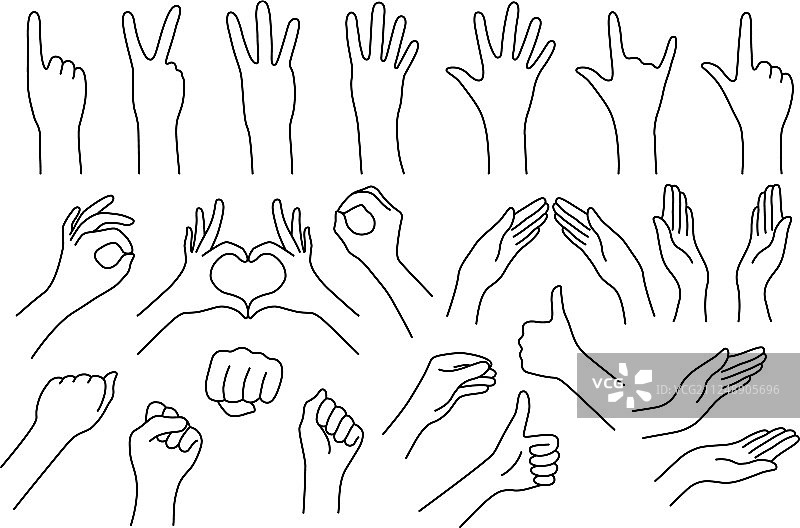 逼真手势形状套装图片素材