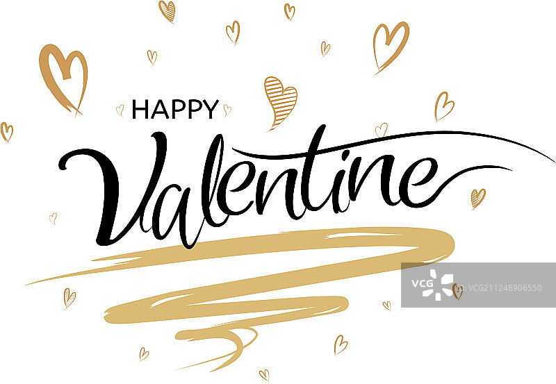 艺术笔刷风格的情人节快乐书法图片素材