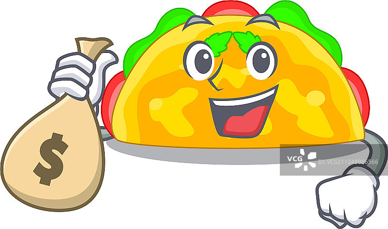 木制卡通上的钱袋蛋饼图片素材