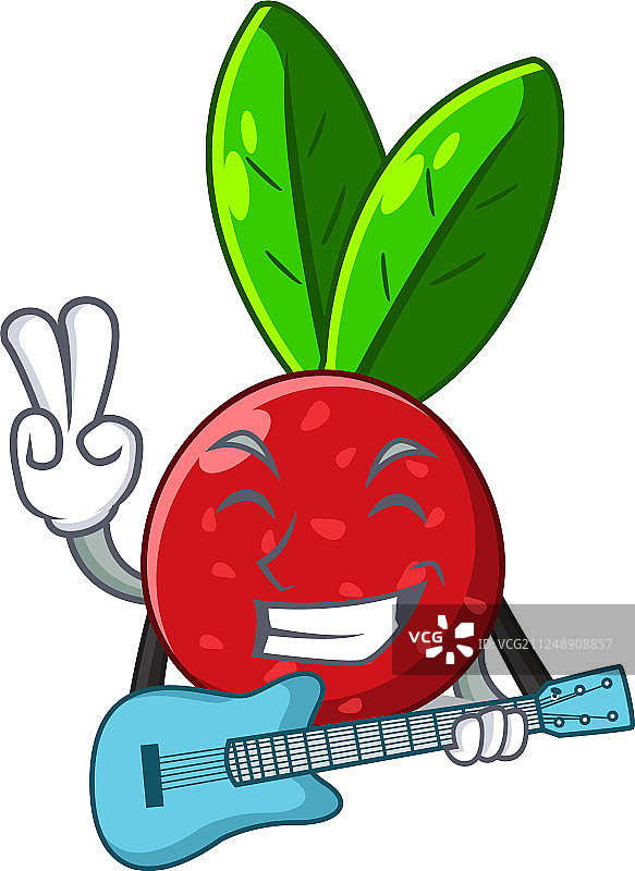 冰箱里的吉他杨梅卡通图片素材