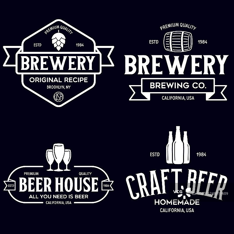 复古单色徽章Logo模板图片素材