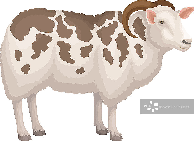 雅各绵羊侧视图扁平风格图标图片素材
