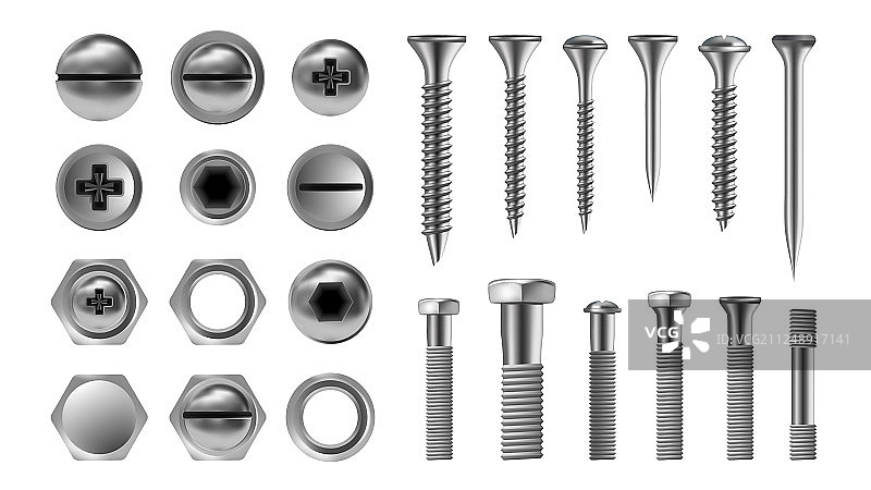 不锈钢螺栓五金金属螺丝套装图片素材