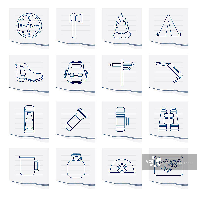 纸上的旅游和度假图标图片素材