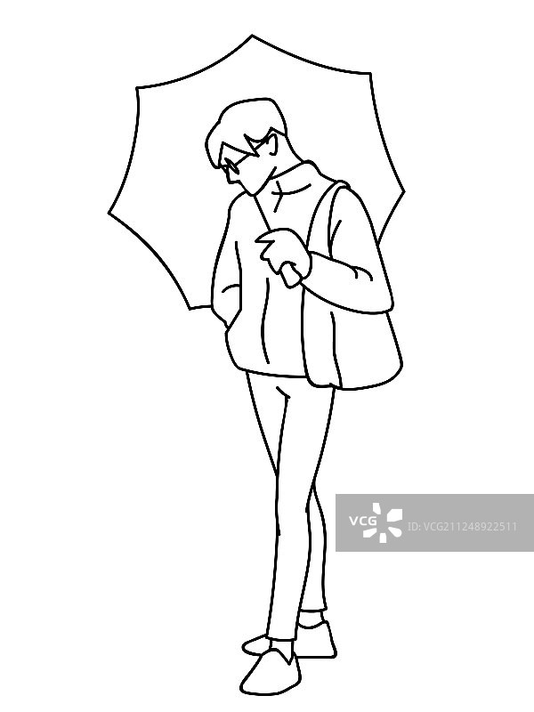 手持黑色雨伞的男人图片素材
