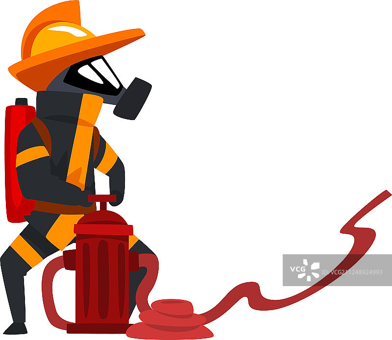 戴防护面罩的消防员用水喷雾图片素材
