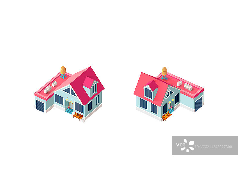 2.5D带车库的房子合集图片素材