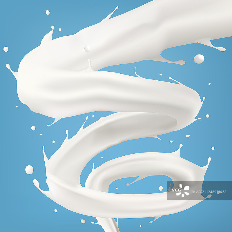 3D牛奶或奶油螺旋喷射龙卷风图片素材