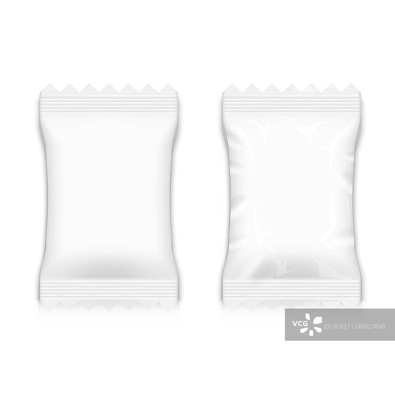 逼真白色光滑褶皱小袋图片素材