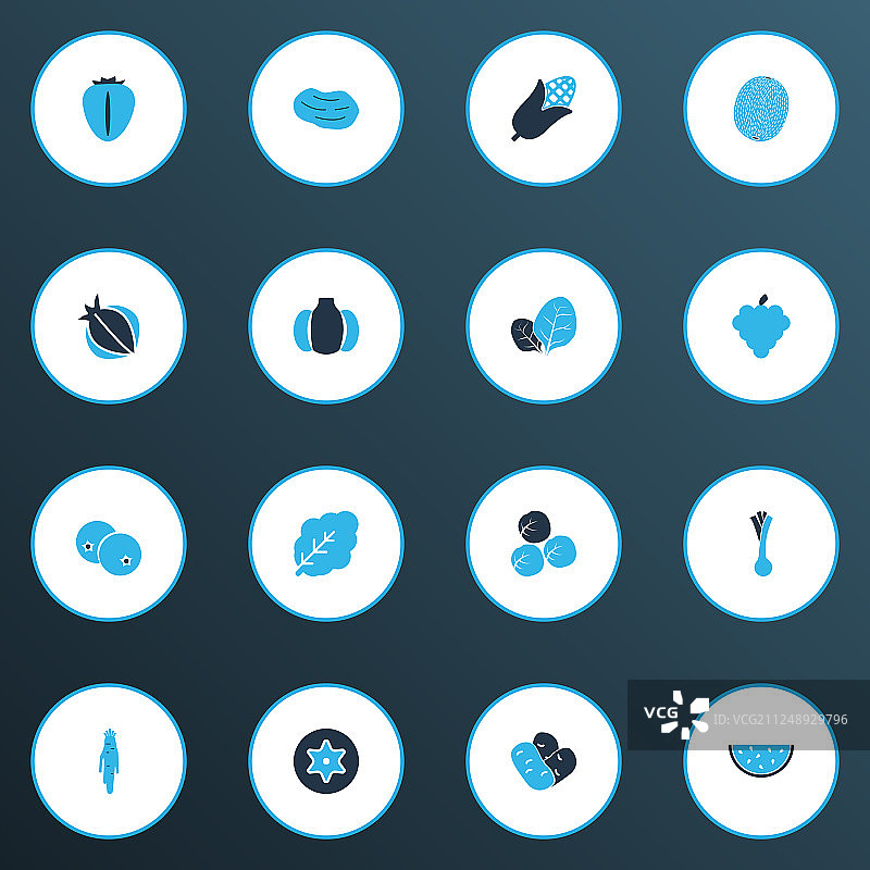 彩色蔬菜图标集合，含美味酸模图片素材