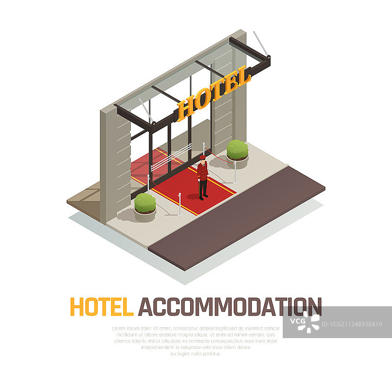 酒店住宿2.5D组合图片素材