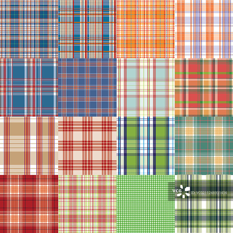 大型格子纺织品纹理套装图片素材